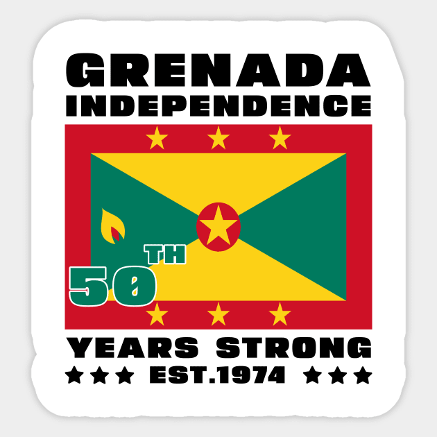 Grenada Independence Day Grenadian 50th celebration Grenada Sticker by DesignergiftsCie